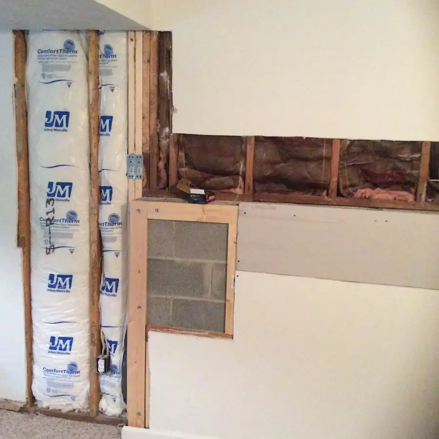 Wall insulation replacement during Basement Flood Cleanup in Franklin